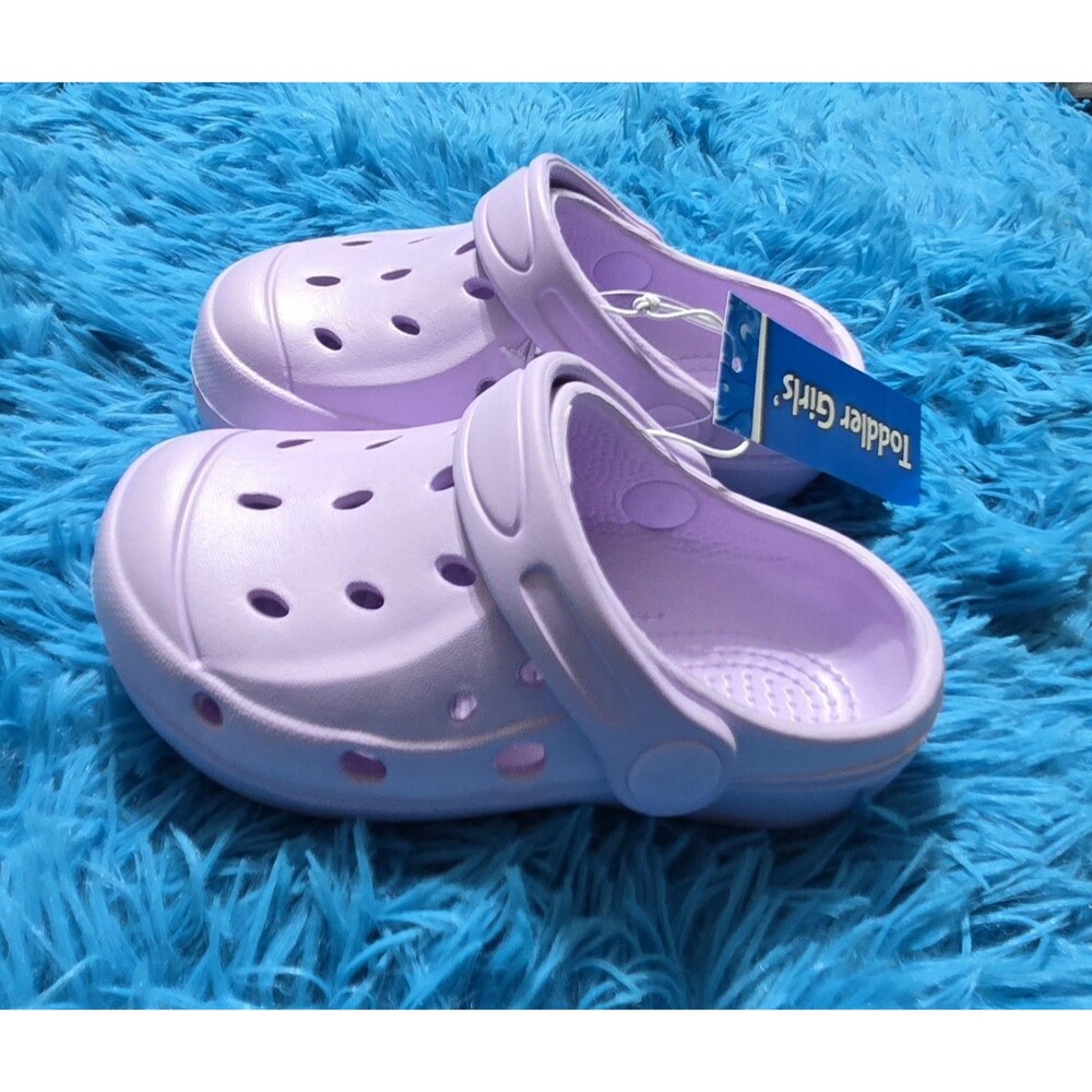 Toddler Girls Lavender Slip On Clogs Size Small 5/6 Lilac Purple Lightweight - Picture 2 of 3